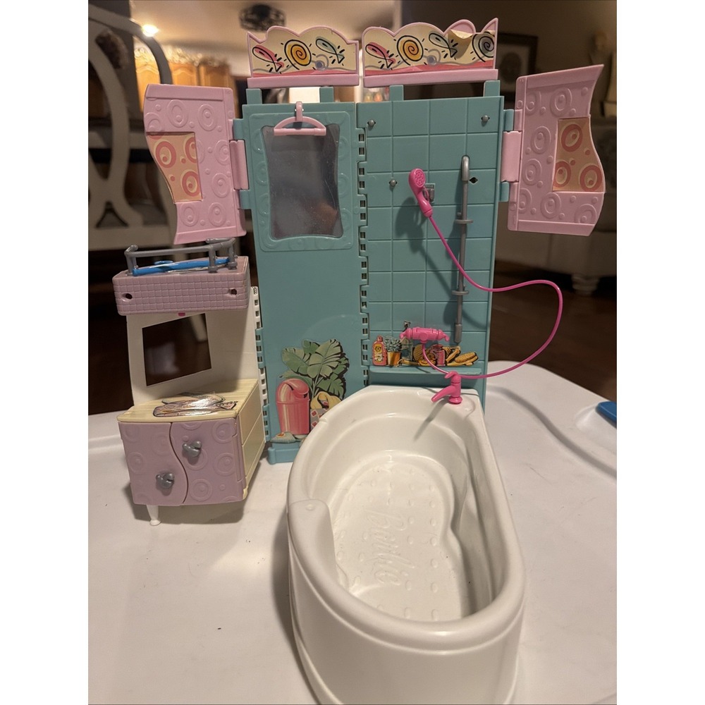 Mattel 2000 Barbie All Around Home Bathroom Playset With Barbie